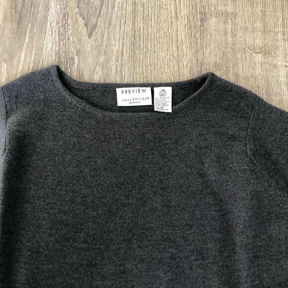 Preview Collection Petites 100% Extra Fine Merino Wool Gray Sweater Extra Small - Picture 2 of 6